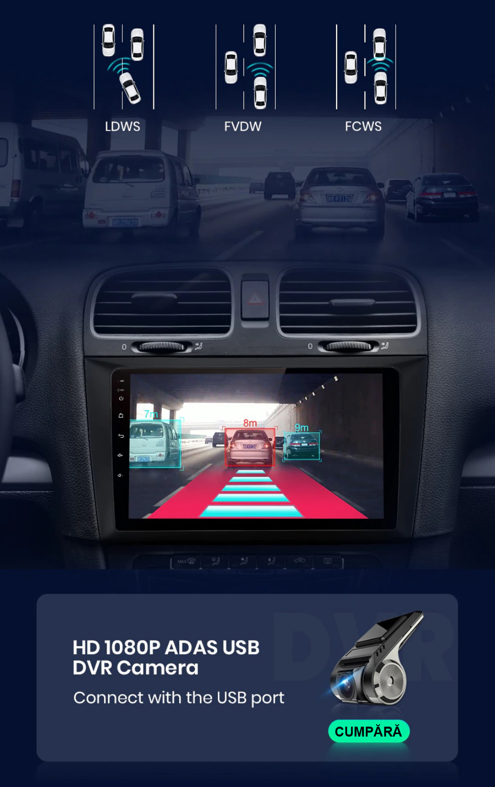 Navigatie VW Golf 7 (2013-2017), Android 10, 2GB Ram, 32GB ROM, Octa-Core, ecran IPS 10, (NEGRU)  Cadou Camera de Marsarier