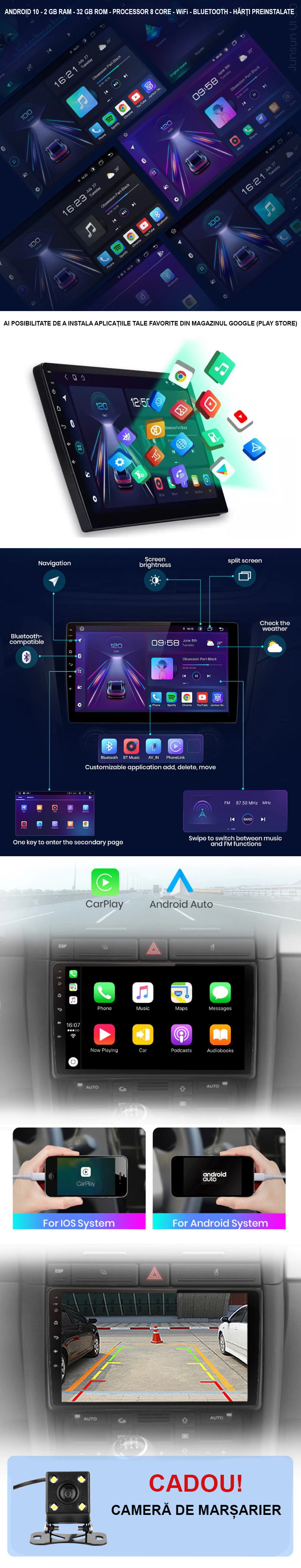  Navigatie dedicata Skoda Octavia II Facelift, Android 10, Ecran IPS 10.1, Octa-core, 2GB + 32GB, Camera de Marsarier Cadou