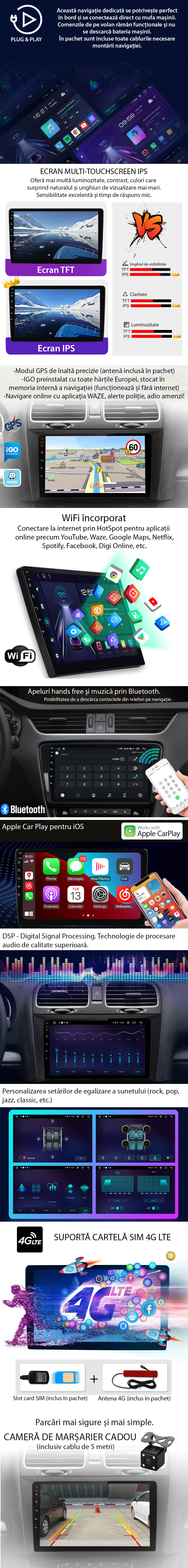 Navigatie VW Golf 7 (2013-2017), Android 12, 4GB Ram, 64 GB ROM, Octa-Core, ecran IPS 10, (ARGINTIU)  Cadou Camera de Marsarier