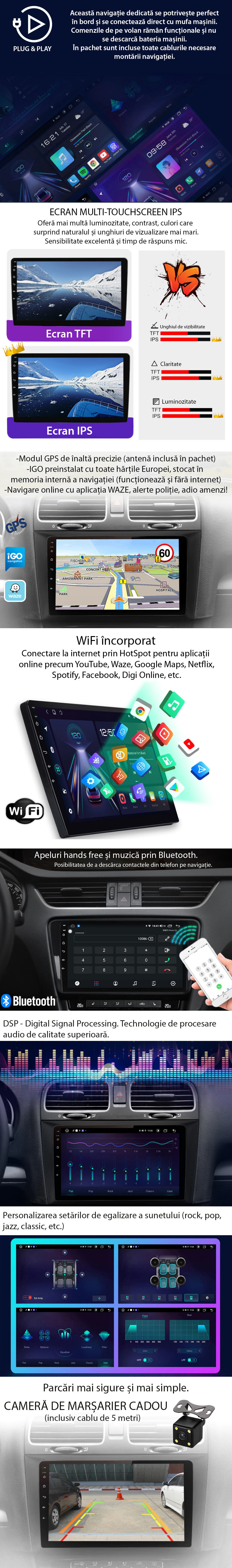 Navigatie VW Golf 6,  Android 12, 2GB Ram, 32GB ROM, ecran IPS 9 inch,  Cadou Camera de Marsarier